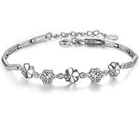Cuff Bangle Chain,AdjustableSterling Silver Bangle Bracelet, Women 925 Sterling Silver Bracelet with Mosaic Crystal Hand Carve Lotus Bracelets