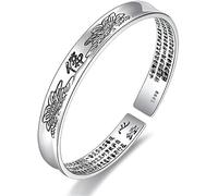 Cuff Bangle Chain,Women 925 Sterling Silver Bracelet Vintage Hand Carve Lotus Cuff Bangle Chinese Bracelet Ladies Silver Jewellery Birthday