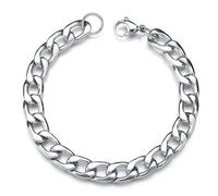 Cuff Bracelet Chain Punk Hip Hop Trendy Titanium Steel Silver Metal Rock Simple Modern