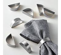 Cuff Brushed Silver Napkin Rings Set of 4, Modernist Napkin Ring Holder for Wedding, Banquet, Metallic Adornment for Table Settings, Glossy Serviette Buckles Decor (Semicircle - Silver)
