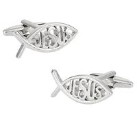 Cuff-Daddy Religious Christian Ichthus Jesus Fish Cufflinks with Presentation Box