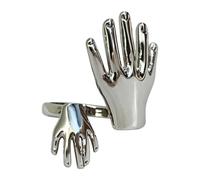 Cuff Fashion Jewelry with Abstract Hand Detail Adjustable Alloy Accessory for Daily Outfits Parties and Dressing Abstract Hand Jewelry Open Cuff Adjustable Alloy Accessory Metallic Retro Art Piece