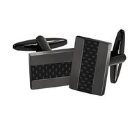 Cuff Links, Handcrafted Carbon Fiber Rhodium Plated Gun Black Metal Square Cufflinks Set Personalised Elegant Classic Fashion Gift for Mens Father Husband Business Shirt Wedding Party Present Jewelry