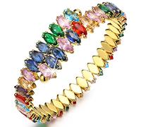 Cuff Tennis Bracelets Women : Adjustable 8MM Colorful Cubic Zirconia Classic Tennis Bracelet Shiny Crystal Dainty Bangle Fashion Jewelry Wedding Birthday Christmas Gifts for Her Mom Wife Girfriend