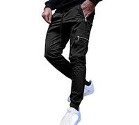 Cuff Trousers Mens Elasticated Waist Pants Mens Cargo Trousers With Zip Pockets High Street Jogging Bottoms Regular Tapered Sweatpants Comfortable Fitness Pants Short Leg Joggers For Men Uk