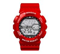 Cuff Watches Fashion Wrist LCD Stopwatch Date Watch Rubber Digital Boy Men's Watch (Red, One Size)