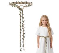 Cuffbow 1 Pc Artificial Leaf Skinny Belt Twisted Braided Vintage Waist Rope with Wooden Buckle Bohemian Flower Waist Belt Adjustable Hemp Rope Accessories for Dress DIY Wreath Gift Wrapping Craft