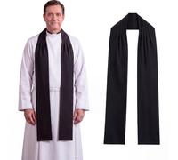 Cuffbow 100" Long Clergy Tippet Pleated Tippet, Black, 7 Inches