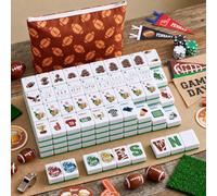 Cuffbow 160 American Mahjong Tiles Rugby Engraved 1.2 Inch Brown | Rugby Engraved White Tiles, Mini American Mahjong Set for Gifts, Tiles Only No Accessories, Quality Smooth Surface