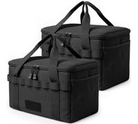 Cuffbow 2 Pack Tactical Camping Storage Bag 18L Utility Tote Bag Camp Foldable Cookware Organizer Trunk Carrier for Hiking Outdoor Picnic Beach (Black)