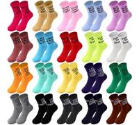 Cuffbow 20 Pack Crazy Funny Emotion Socks for Women Crew Soft Cotton Socks, 20 Different Fun Designs, Classic Colors, M