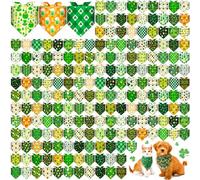 Cuffbow 200 Pcs St. Patrick's Day Dog Bandanas Bulk with Sayings Dog Bandanas Triangle Scarf Puppy Bibs Pet Costume Adjustable Cat Outfit Washable Bibs Kerchief for Small Medium Pet