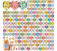Cuffbow 200 Pcs Summer Bandanas for Dog Bulk with Sayings Hawaii Dog Bandanas Triangle Scarf Puppy Bibs Pet Costume Adjustable Cat Outfit Washable Bibs Kerchief for Small Medium Pet