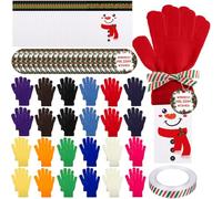Cuffbow 24 Sets Winter Gloves Chocolate Bar Wrapper Hang Tags Ribbon Snowman Candy Bar Wrapper Kit Snowman Gift Warm Gloves Bulk Candy Wrappers for Christmas Favor No Chocolate(Multicolor)
