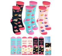 Cuffbow 3 Pairs Funny Boss Gifts for Lady Women Boss Socks Funny Female Boss Gifts for Boss Birthday Retirement Party Favors, Girly Color, One size