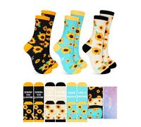 Cuffbow 3 Pairs School Bus Driver Appreciation Gifts Sunflower Socks Unisex Novelty Socks for Women Men Mom, Sunflower, One Size