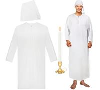 Cuffbow 4 Pcs Funny Pajama Set Includes Men's Nightshirt Night Sleeping Cap Candle Holder Candle Glasses Halloween Costume(M)