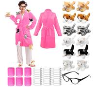 Cuffbow 44 Pcs Halloween Cat Robe Set Lady Costume Bathrobe Set for Women Lady Adult Cosplay Cat Lovers, Green, L/XL