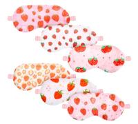 Cuffbow 6 Pcs Plush Sleep Eye Mask Silk Furry Eye Covers for Sleeping Cute Sleep Mask Fluffy Comfortable Sleeping Blindfold for Travel Sleepover Nap Party Supply Women(Strawberry,Pink)