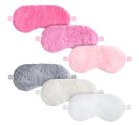Cuffbow 6 Pcs Plush Sleep Eye Mask Silk Furry Eye Covers for Sleeping Cute Sleep Mask Fluffy Comfortable Sleeping Blindfold for Travel Sleepover Nap Party Supply Girls Women (Simplicity,Pure)