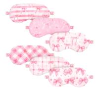 Cuffbow 6 Pcs Plush Sleep Eye Mask Silk Furry Eye Covers for Sleeping Cute Sleep Mask Fluffy Comfortable Sleeping Blindfold for Travel Sleepover Nap Party Supply Women(Plaid Bow,Pink)