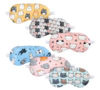 Cuffbow 6 Pcs Plush Sleep Eye Mask Silk Furry Eye Covers for Sleeping Cute Sleep Mask Fluffy Comfortable Sleeping Blindfold for Travel Sleepover Nap Party Supply Women(Cat,Colorful)