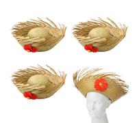 Cuffbow Hawaii Straw Hat Pava Hat Puerto Rico Hibiscus Hawaiian Luau Cap for Summer Party Props Accessories