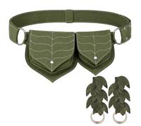 Cuffbow Renaissance Two Leaf Pocket Waist Belt with 2 Leaf Skirt Hikes Sage Green Cotton Medieval Waist Pouch Bag Belt for Ren Faire Fairy Cosplay Costume Waistband Accessories for Women Adjustable