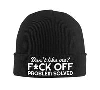 Cuffed Hats Dont Like Me Fuck Off Problem Solved Thermal Knitted Beanie Elastic Knit Hat for Skiing Men Toboggan
