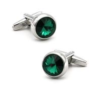 Cufflink Crystal Cufflinks Green Color Stone Wedding Cuff Links Party