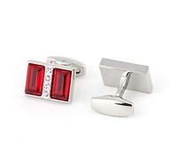 Cufflink Golden Men's Business Banquet Wedding Daily Accessories Gifts Vintage French Shirt Red Crystal Cuff Links,Silver,A
