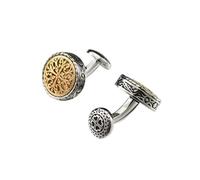 Cufflinks 1Pair Carved Antique Color Pattern Cufflinks Banquet Suit Shirt Cuff Links Men's Jewelry For Men(Silver and Gold)