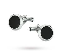 Montblanc Stainless Steel Black Onyx Round Cufflinks
