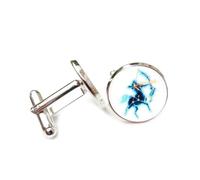 Cufflinks, Abstract Sagittarius Symbol Cyber Neon, Sagittarius Twelve Zodiac Signs, Personalized Cuff Buckle, Shirt Accessory Gift For Accountant Boss Business Wedding Prom Formal Occasion