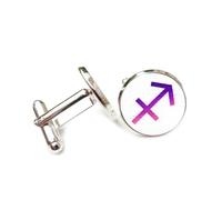 Cufflinks, Arrow Totem Gradient Lines Fault Art, Sagittarius Twelve Zodiac Signs, Personalized Cuff Buckle, Shirt Accessory Gift For Accountant Boss Business Wedding Prom Formal Occasion