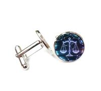 Cufflinks, Balance Scale Libra Holographic Projection, Twelve Zodiac Signs, Personalized Cuff Buckle, Shirt Accessory Gift For Accountant Boss Business Wedding Prom Formal Occasion