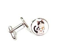 Cufflinks, Black White Fur Claw Holding Fish Cat, Standing Ground, Personalized Cuff Buckle, Sparkly Shirt Accessory Gift For Accountant Boss Business Wedding Prom Formal Occasion