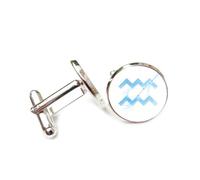 Cufflinks, Blue Aquarius Totem Star Particle Flow, Aquarius Twelve Zodiac Signs, Personalized Cuff Buckle, Shirt Accessory Gift For Accountant Boss Business Wedding Prom Formal Occasion