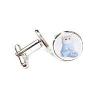 Cufflinks, Blue Body Lovely Cat, Looking At The Sky, Touch Finger, Personalized Cuff Buckle, Sparkly Shirt Accessory Gift For Accountant Boss Business Wedding Prom Formal Occasion