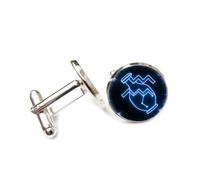 Cufflinks, Blue Bottle Totem Holographic Projection, Aquarius Twelve Zodiac Signs, Personalized Cuff Buckle, Shirt Accessory Gift For Accountant Boss Business Wedding Prom Formal Occasion