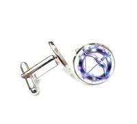 Cufflinks, Blue Burning Fire Bow Heavy Metal, Sagittarius Twelve Zodiac Signs, Personalized Cuff Buckle, Shirt Accessory Gift For Accountant Boss Business Wedding Prom Formal Occasion