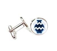Cufflinks, Blue Halo Symbol Totem Quantum Entanglement, Aquarius Twelve Zodiac Signs, Personalized Cuff Buckle, Shirt Accessory Gift For Accountant Boss Business Wedding Prom Formal Occasion