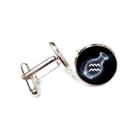 Cufflinks, Bottle Shape Wave Pattern Star Particle Flow, Aquarius Twelve Zodiac Signs, Personalized Cuff Buckle, Shirt Accessory Gift For Accountant Boss Business Wedding Prom Formal Occasion