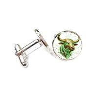 Cufflinks, Cattle Head Future Technology Chip Circuit Board Line, Taurus Twelve Zodiac Signs, Personalized Luck Cuff Buckle, Shirt Accessory Gift For Accountant Boss Business Wedding Prom