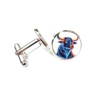 Cufflinks, Cattle Head Totem Starry Sky Spectral Diffraction, Taurus Twelve Zodiac Signs, Personalized Luck Cuff Buckle, Shirt Accessory Gift For Accountant Boss Business Wedding Prom