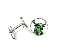Cufflinks, Cattle Head Totem Technology Chip Circuit Board Line, Taurus Twelve Zodiac Signs, Personalized Luck Cuff Buckle, Shirt Accessory Gift For Accountant Boss Business Wedding Prom
