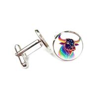 Cufflinks, Cattle Totem Dynamic Spectral Diffraction, Taurus Twelve Zodiac Signs, Personalized Luck Cuff Buckle, Shirt Accessory Gift For Accountant Boss Business Wedding Prom