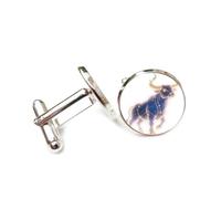 Cufflinks, Cattle Totem Stripe Cosmic Nebula Quantum Entanglement, Taurus Twelve Zodiac Signs, Personalized Luck Cuff Buckle, Shirt Accessory Gift For Accountant Boss Business Wedding Prom
