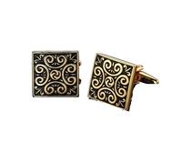 Cufflinks Classic Men's French Shirt Cufflinks High-end Square Retro Pattern Love Rose Blue Cuffs Button(Color-6)