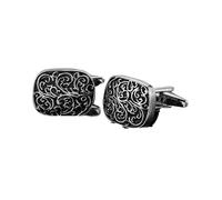 Cufflinks Classic Men's French Shirt Cufflinks High-end Square Retro Pattern Love Rose Blue Cuffs Button(Color-09)